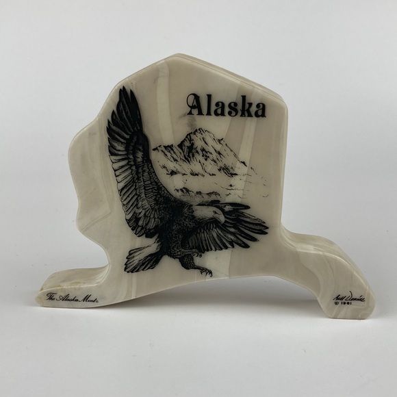 Kiana Art Vtg 981 Kiana Alaska Mint Marble Eagle Mountain Etching By Artist Bill Devine